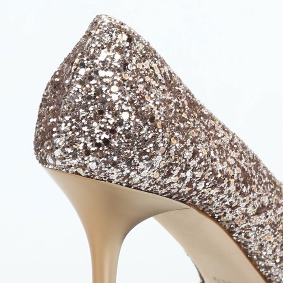 Jimmy Choo Luna Gold Glitter Pumps - Picture 2 of 13